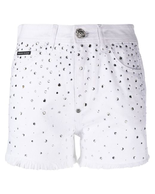 Philipp Plein logo-patch crystal-embellished shorts