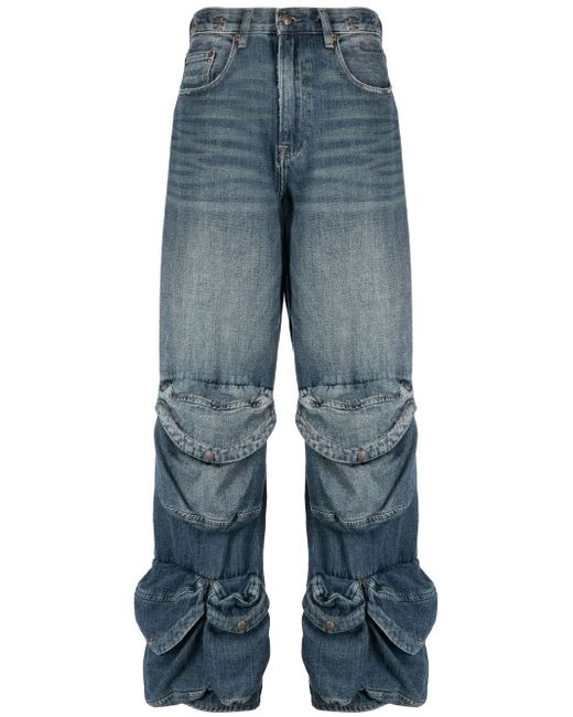 R13 multiple-pockets washed jeans