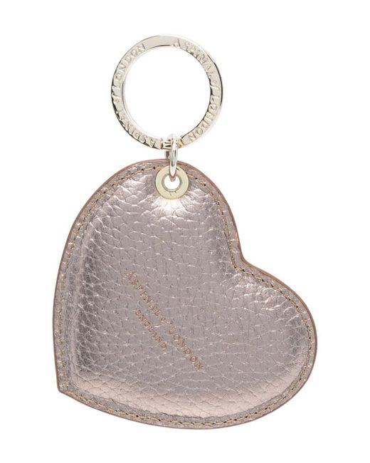 Aspinal of London Heart pebbled-leather keyring