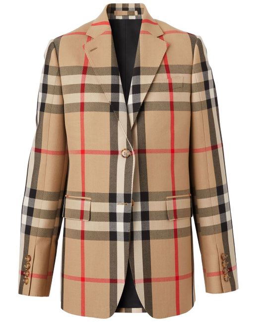 Burberry check wool-cotton jacquard tailored jacket
