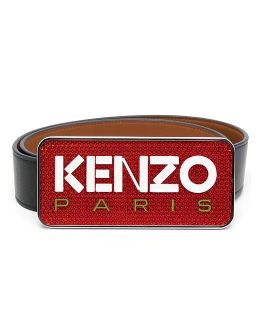 Kenzo logo plaque leather belt