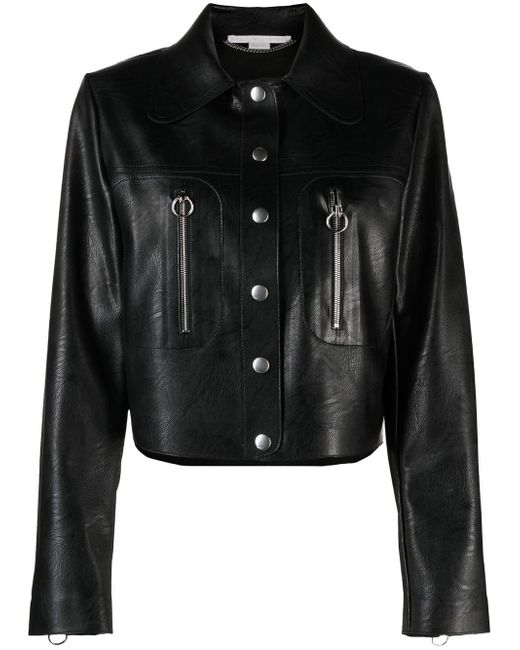 Stella McCartney spread-collar faux-leather jacket