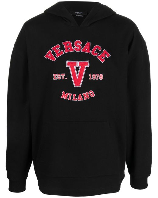 Versace logo-patch cotton hoodie
