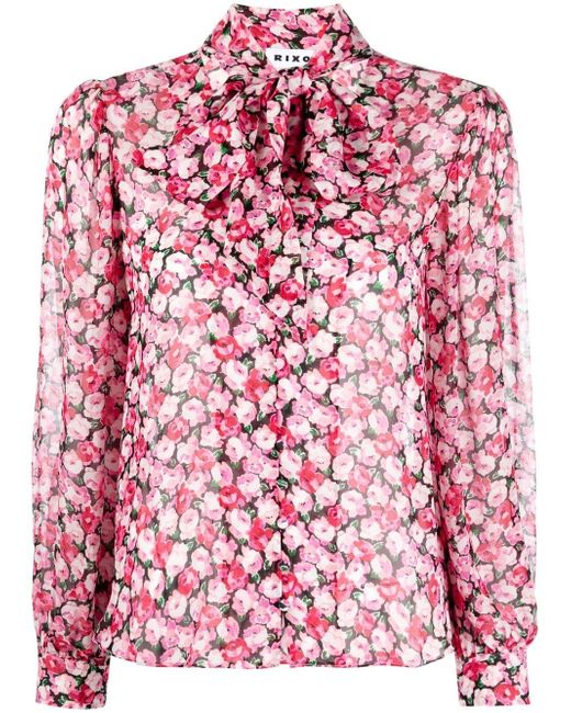 rixo floral-print pussybow blouse