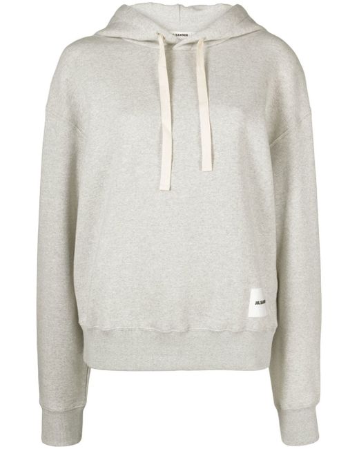 Jil Sander logo-patch drawstring hoodie