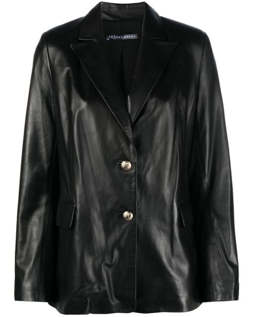 Zeynep Arcay button-fastening leather blazer