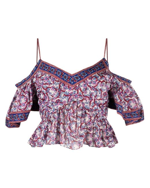 Isabel Marant Etoile cold-shoulder print blouse