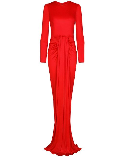 Dolce & Gabbana drape-detail long-sleeve evening gown