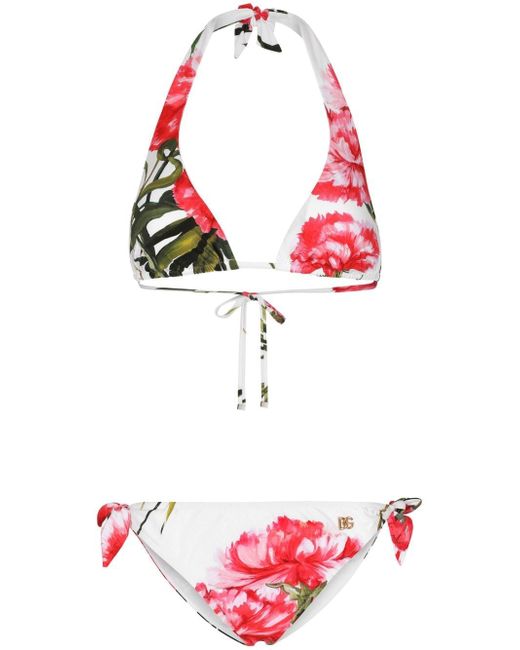 Dolce & Gabbana floral-print triangle bikini set