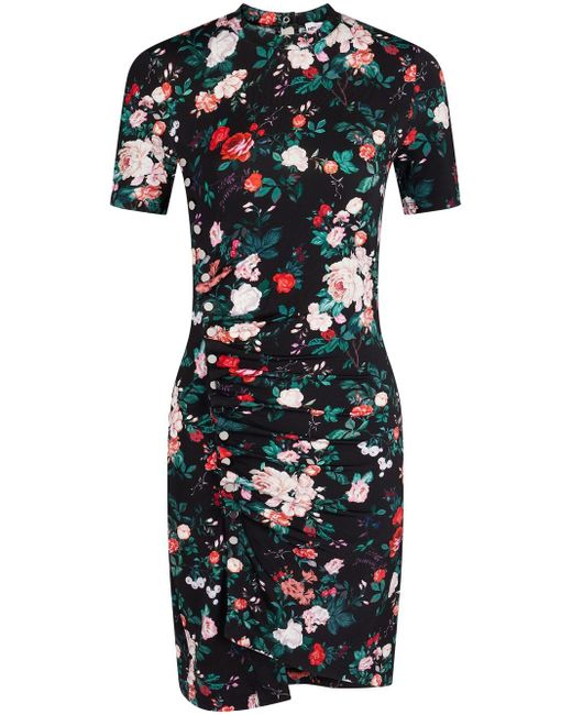 Paco Rabanne floral-print draped-detail dress