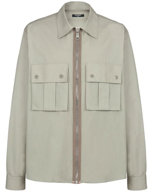 Balmain flap-pockets zip-up shirt