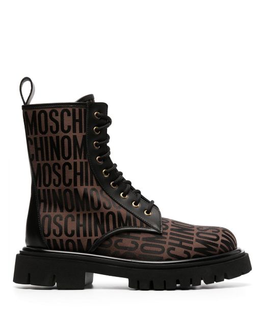 Moschino all over logo-print boots