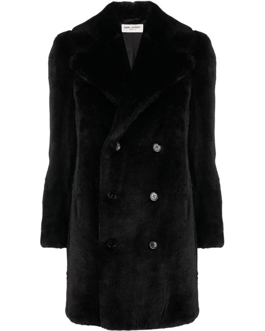 Saint Laurent faux-fur double-breasted coat