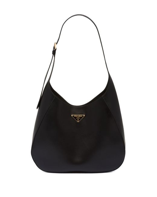 Prada triangle logo leather shoulder bag