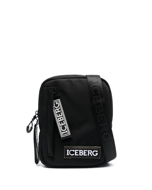 Iceberg logo-patch messenger bag