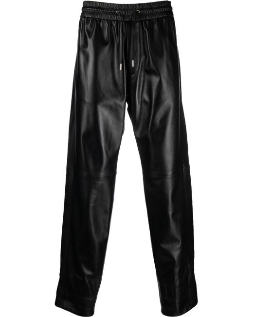 Saint Laurent leather straight-leg trousers