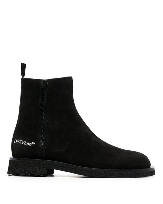 Off-White logo-print ankle boots