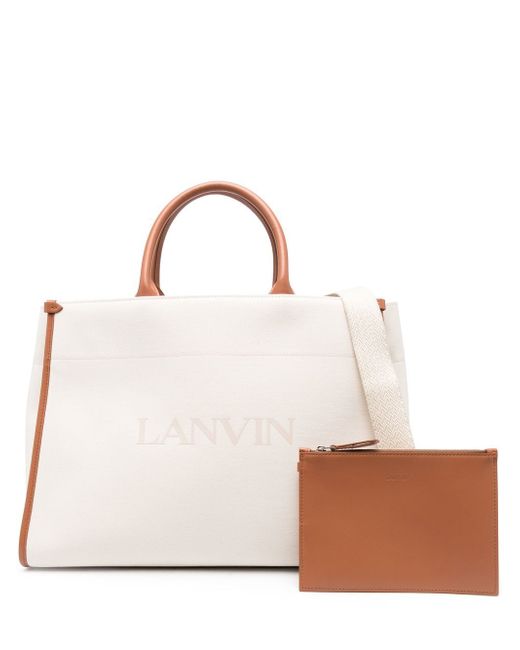 Lanvin logo-print leather tote bag