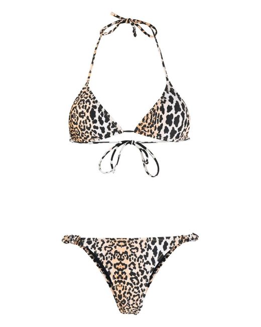 Reina Olga leopard-print scrunchie bikini set