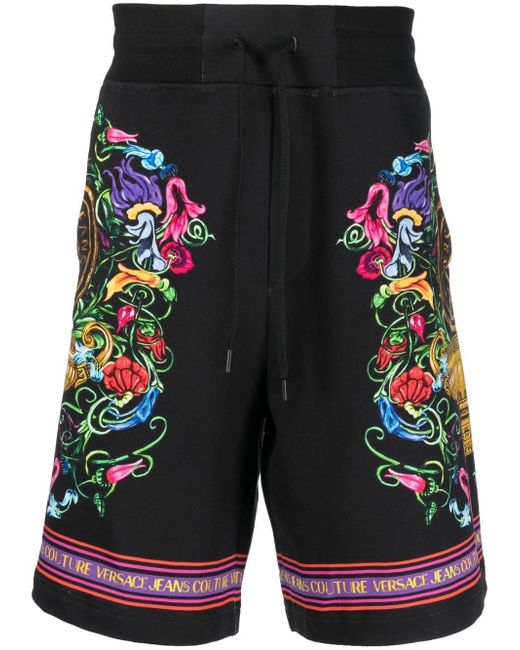 Versace Jeans Couture abstract-print cotton track shorts