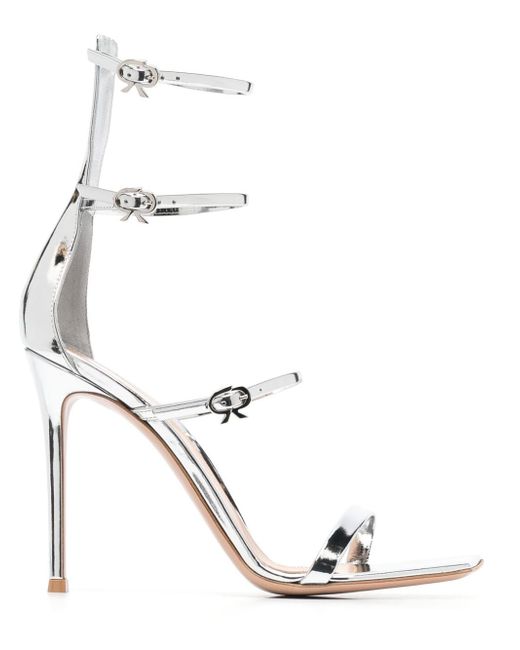 Gianvito Rossi Ribbon Uptown metallic heeled sandals