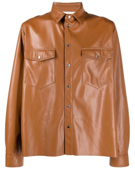 Nanushka long-sleeve faux-leather shirt