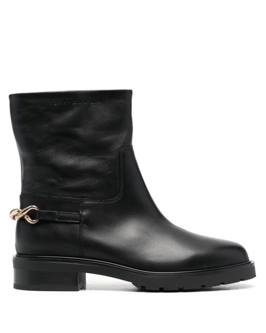 Tommy Hilfiger chain detail leather ankle boots