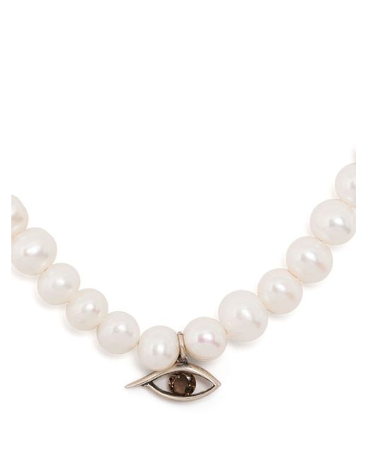 M Cohen charm-detail pearl choker necklace