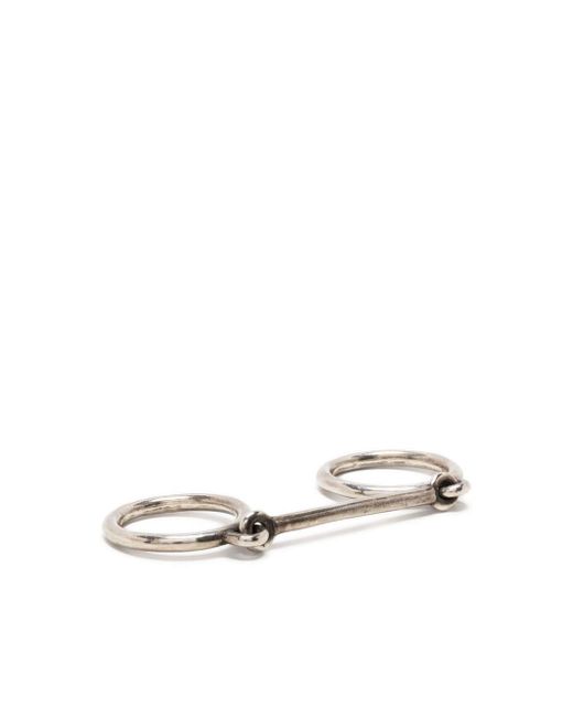 M Cohen distressed double-finger ring