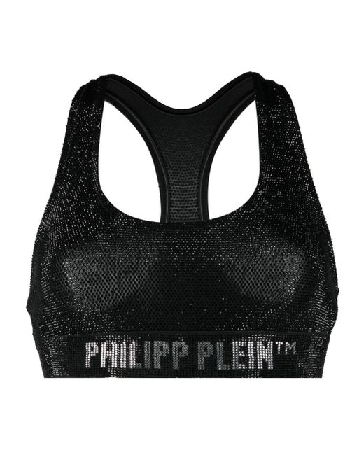 Philipp Plein crystal-embellished sports bra