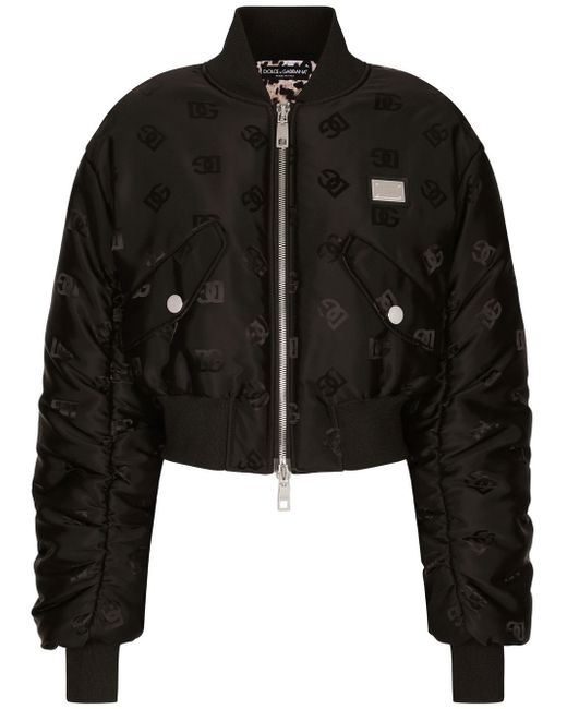 Dolce & Gabbana logo-print cropped bomber jacket