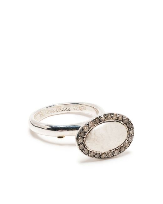 Rosa Maria oval-face pavé diamond ring