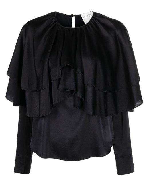 Forte-Forte layered long-sleeve satin blouse