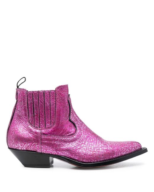 Sonora metallic leather ankle boots