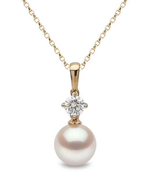 Yoko London 18kt yellow Classic Akoya pearl and diamond necklace