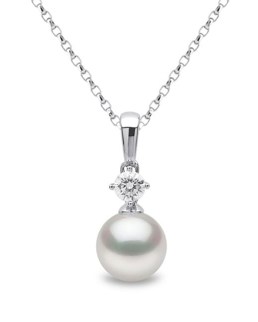 Yoko London 18kt white gold Classic Akoya pearl and diamond necklace