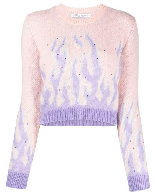 Alessandra Rich flame-print knitted jumper