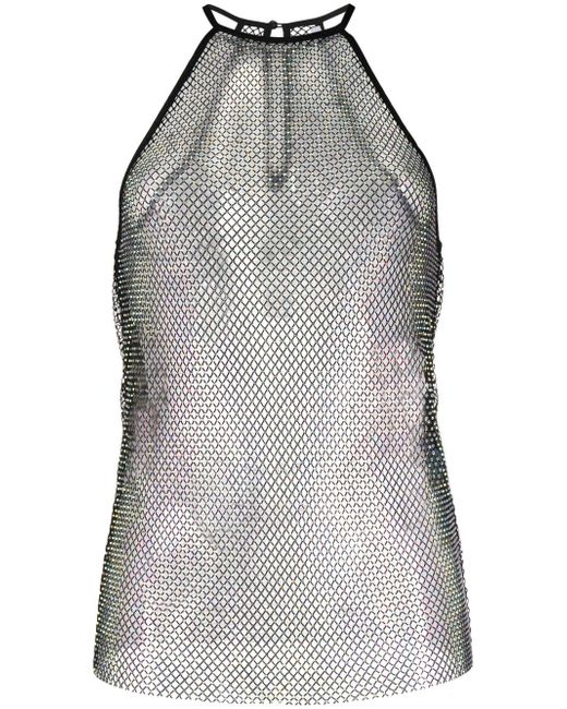 Patrizia Pepe crystal-embellished mesh top