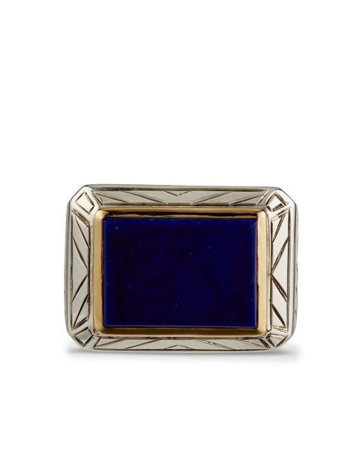 Duffy Jewellery square-lapis engraved ring