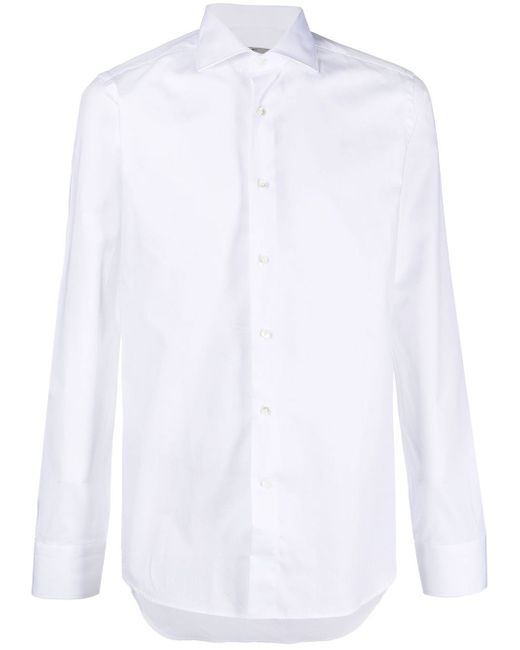 Canali spread collar cotton shirt