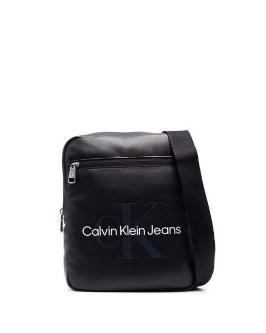 Calvin Klein Jeans logo-print leather crossbody bag