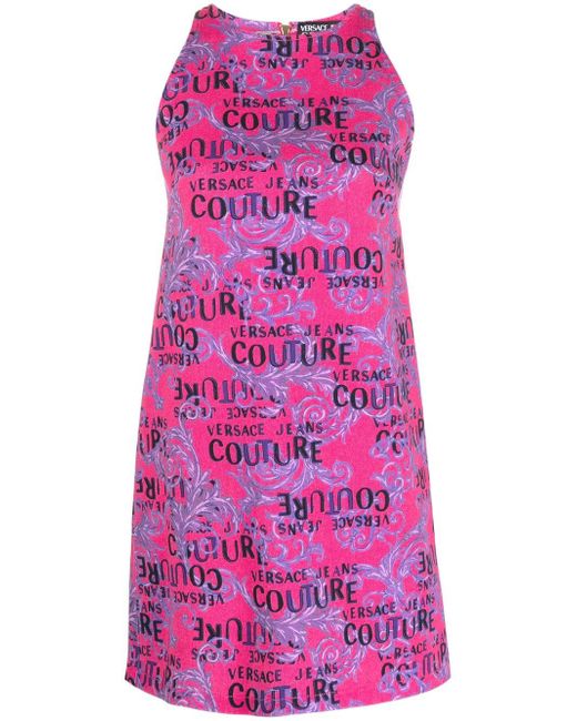 Versace Jeans Couture Logo Couture-print sleeveless minidress