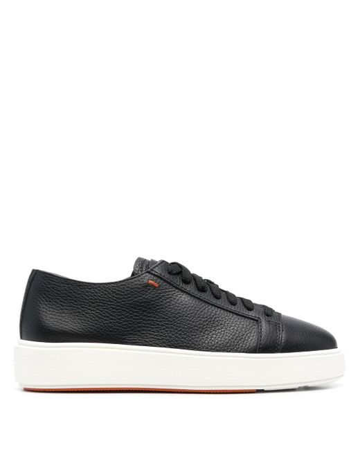 Santoni leather lace-up sneakers