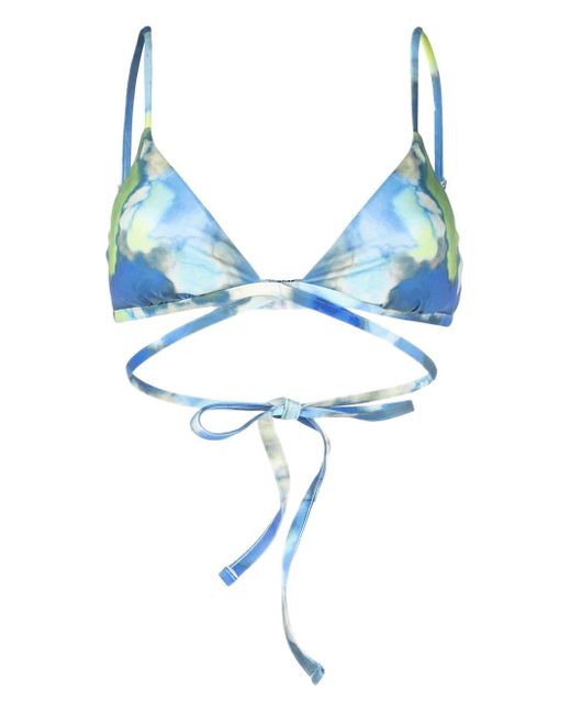 Jonathan Simkhai watercolour-print triangle bikini top