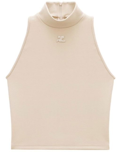 Courrèges logo-patch sleeveless top