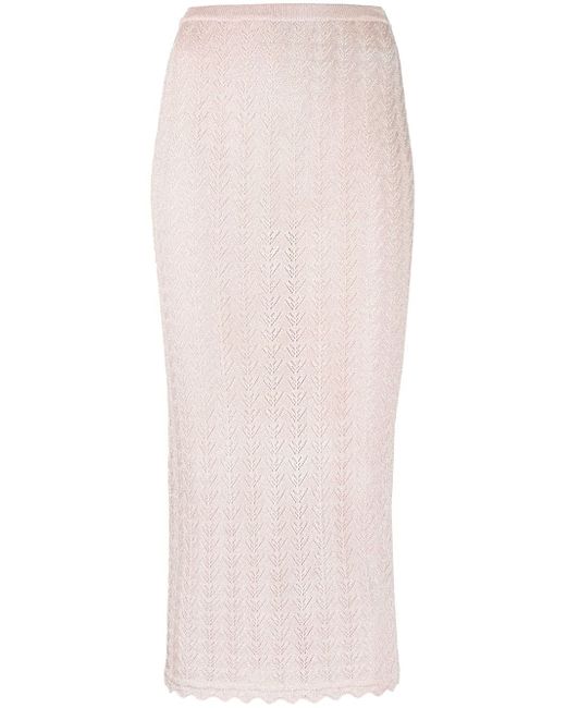 Alessandra Rich pointelle-knit midi pencil skirt