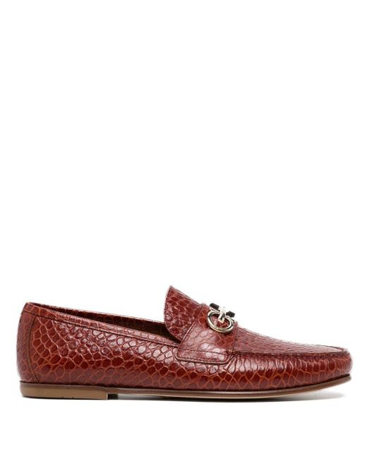 Ferragamo crocodile-embossed leather loafers
