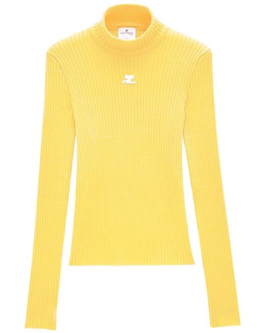 Courrèges ribbed-knit logo top