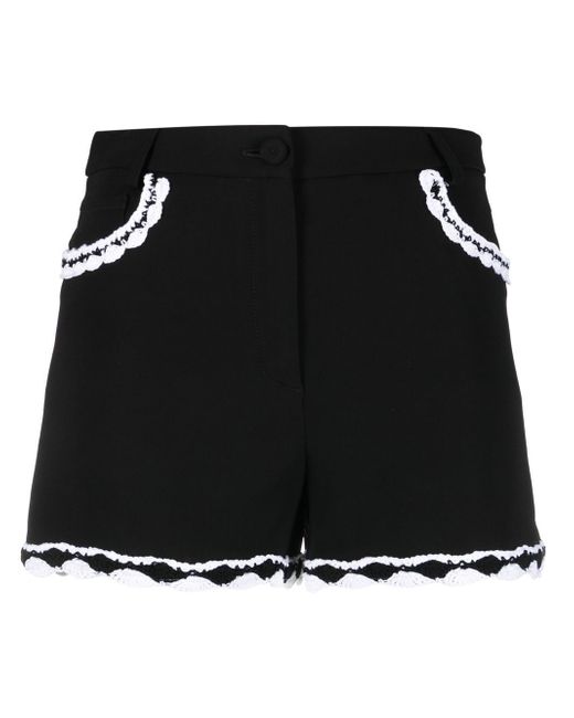 Moschino high-waisted lace-trim shorts
