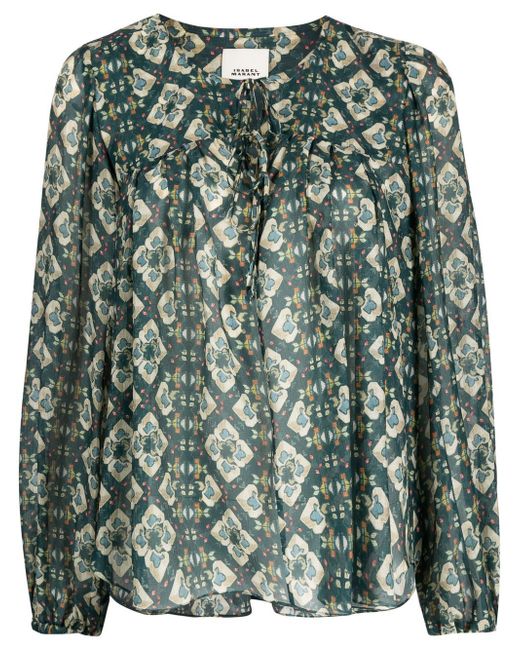 Isabel Marant patterned front-tie blouse